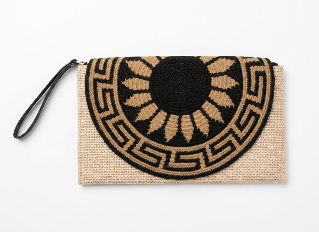 Noir - Pochette Paillettes Paille Wayuu Noir - Pochette Paillettes Paille Wayuu